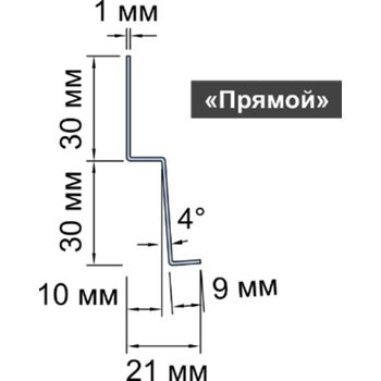  Профиль стартовый WOOD Прямой 30х10х30х9х3000, фото 2 